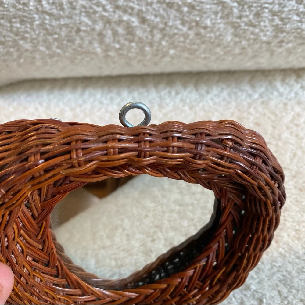 Vintage Small Wicker Heart Mirror - Wicker Accent Mirror